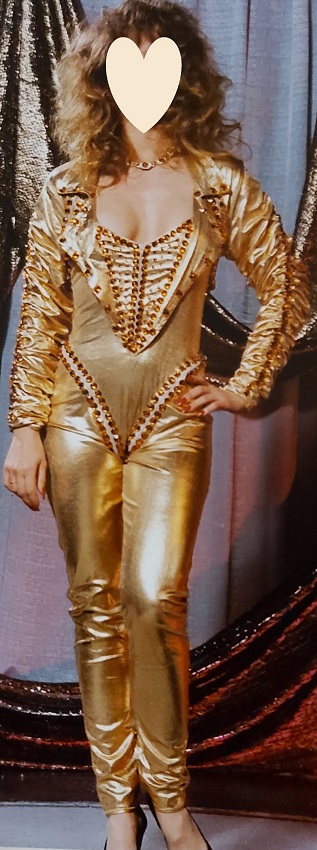 Gold Foil Lycra Body Suit Cosmic Spaceship Commander