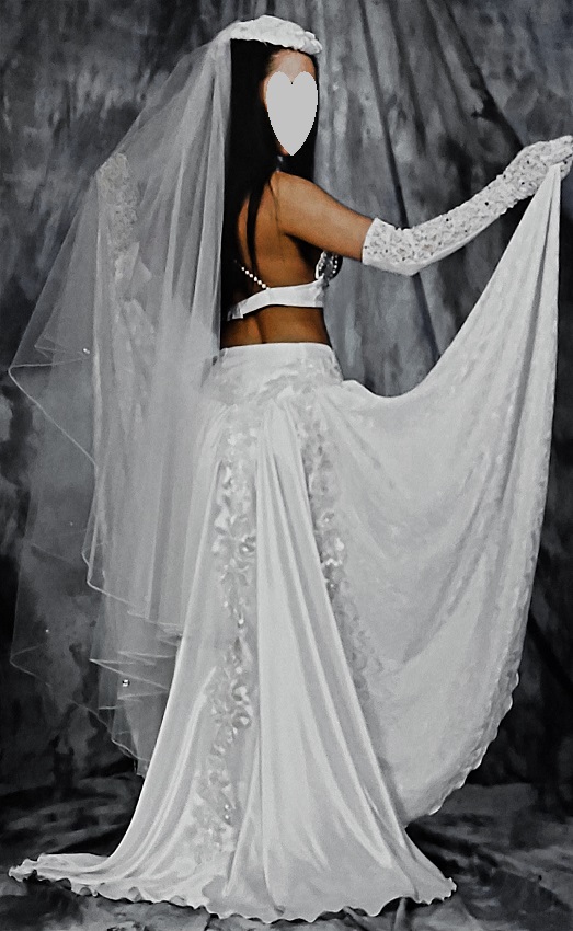 White Charmuese Satin Wedding Dress Vegas Bride Costume